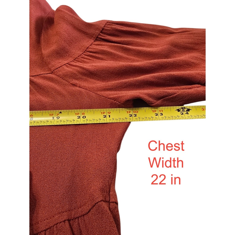 Madewell Tiered Button Back Blouse In Rust Sz L - Picture 11 of 13